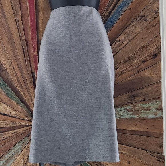 Max Mara silverish gray textured wool/silk skirt Sz 6 Made in Italy - Picture 1 of 8